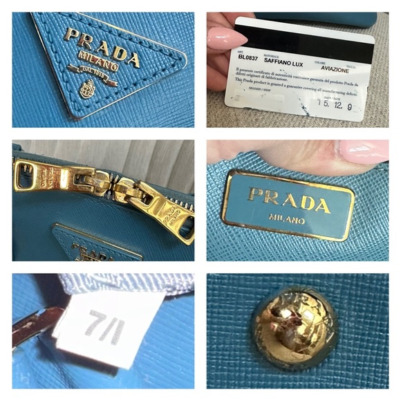 PRADA Logo Blue Saffiano Leather Tote Bag w/ auth cert - Picture 6 of 14